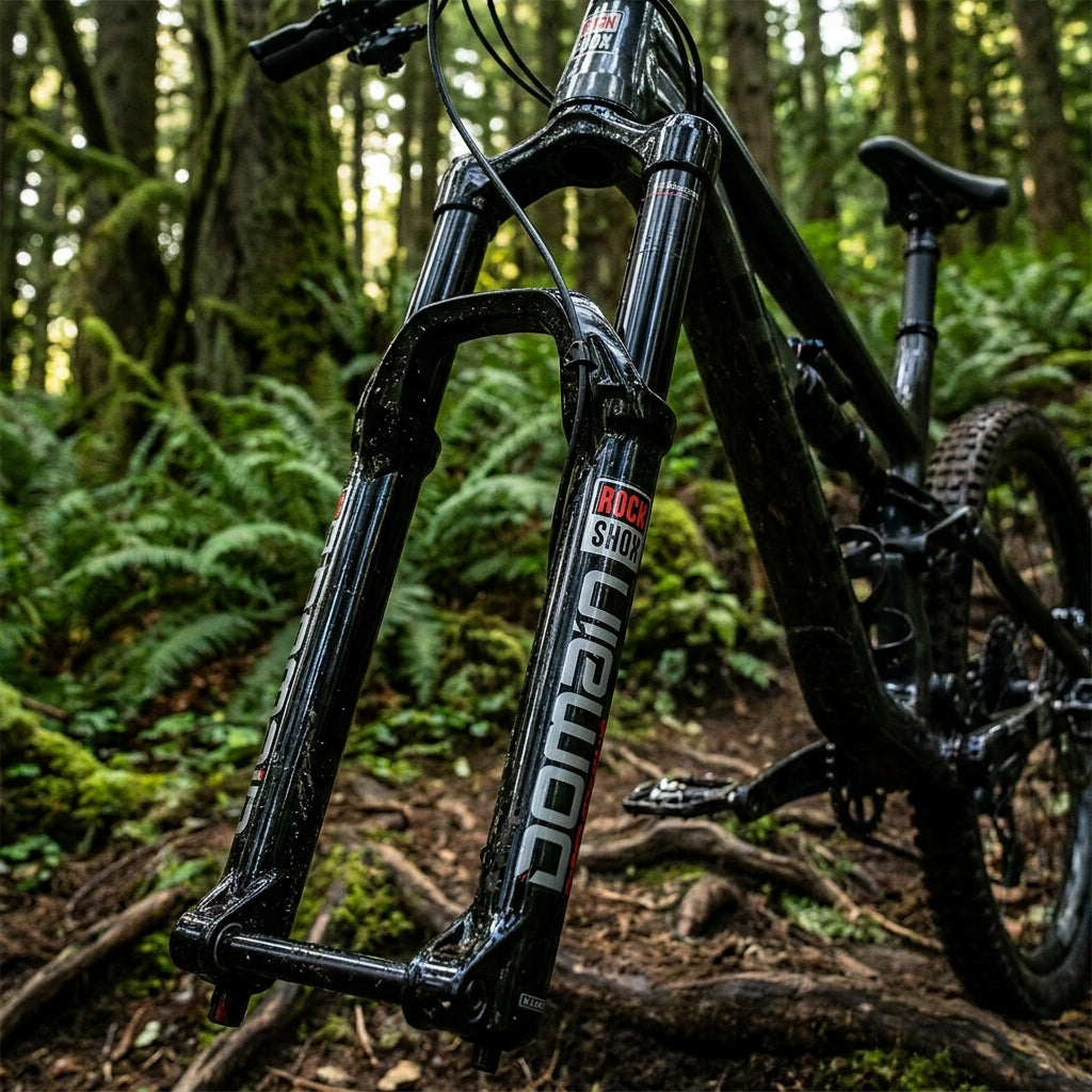 RockShox Domain 2022+ Gabel Standrohr Brücke in Glanzschwarz. Mountainbike Federgabel Ersatzteil für 27/29 Boost.