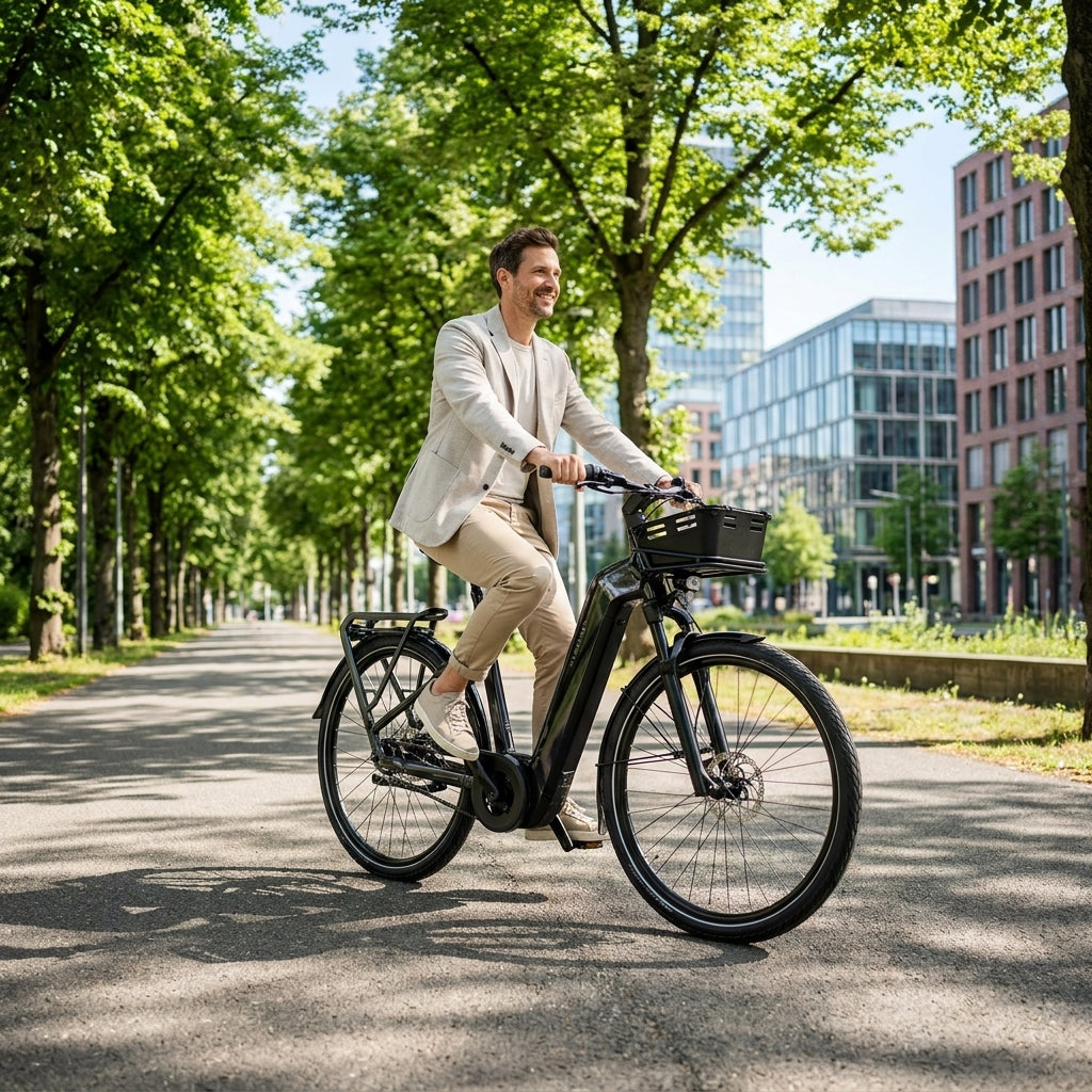 Kalkhoff IMAGE 5+ MOVE 29in Wave City-E-Bike in diamondblack glossy mit Bosch Motor, Wave-Rahmen, 800-Wh-Akku für Komfort.
