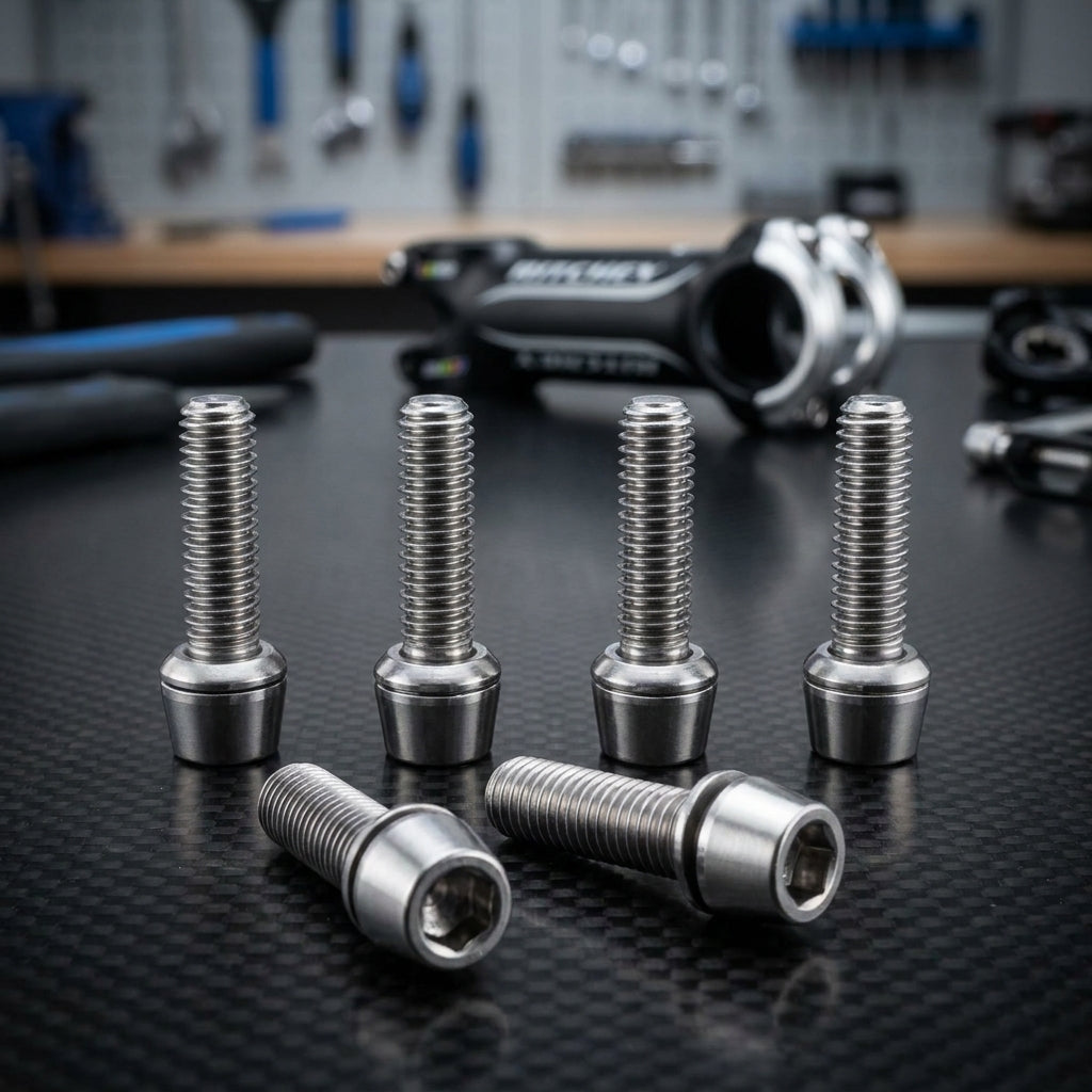 6 silberne Ritchey WCS 4Axis Edelstahl-Vorbauschrauben für Fahrrad, langlebig und korrosionsbeständig.