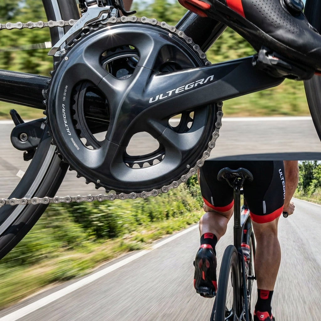 SHIMANO Kettenblatt ULTEGRA FC-R8100 52 Zähne am Rennrad für präzisen Antrieb und Performance.
