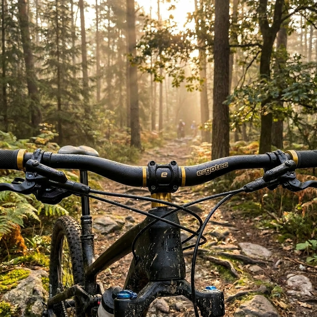 Ergotec Low Riser Bar 6+ Gold Edition Lenker für MTB, schwarz gold, 31.8mm, 780mm, AL7050 T76.