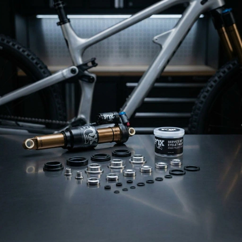 FOX Service Set Eyelet Assy 2022 für Dämpferwartung. Präzises Kit zur Erneuerung der Buchsenaufnahme. Optimiert Mountainbike-Performance.