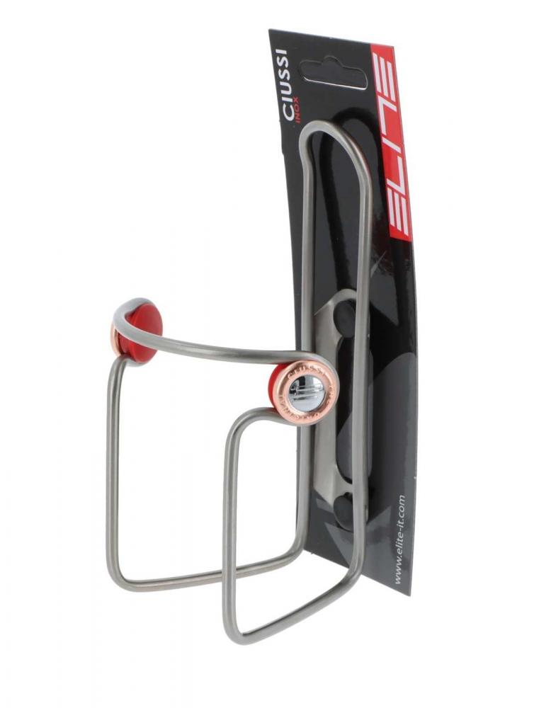 Elite 1x Trinkflaschenhalter CIUSSI INOX silber inkl. 1x Elite Transportflasche BYASI schwarz
