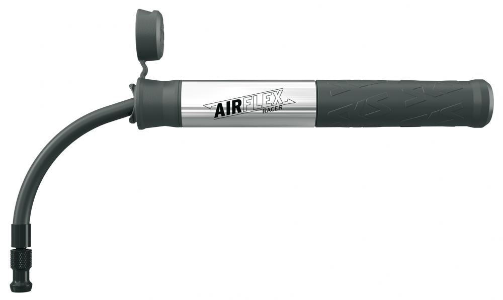 SKS Airflex Racer Minipumpe silber/schwarz, 196mm, flexibler Schlauch für SV-Ventil, max. 8 bar, kompakt und leicht, ideal für Rennräder und unterwegs