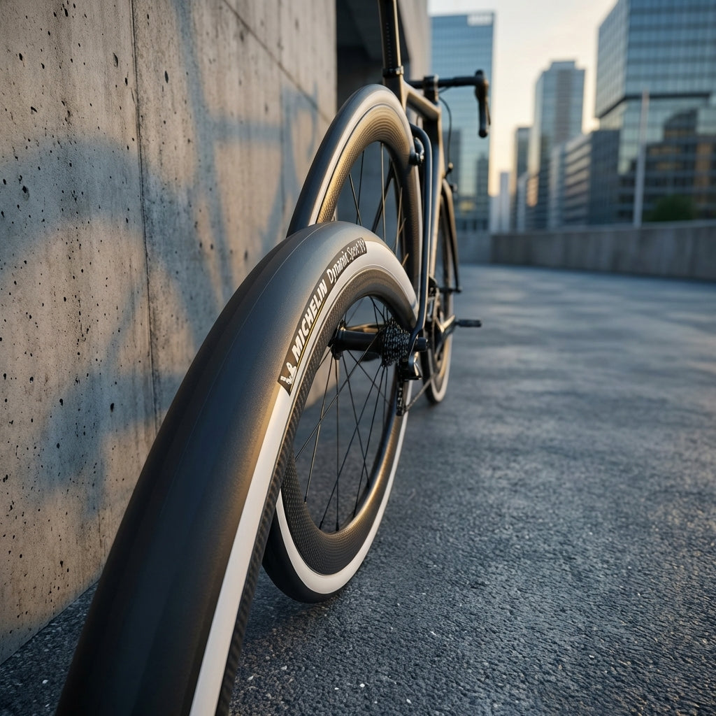 Michelin Dynamic Sport Reifen 28x1.00 Zoll schwarz/weiß Draht am Fahrrad.