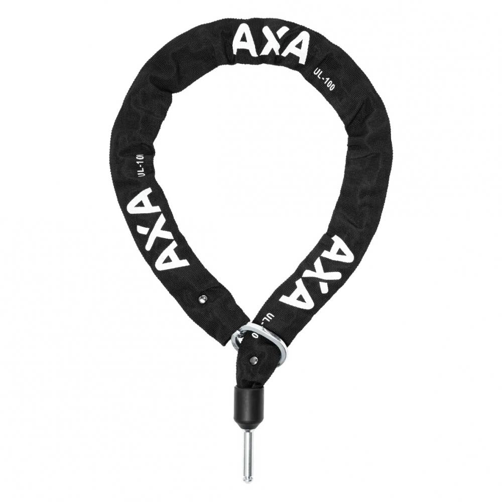 AXA UL-100 schwarzes Kettenschloss für Fahrräder auf weißem Hintergrund.