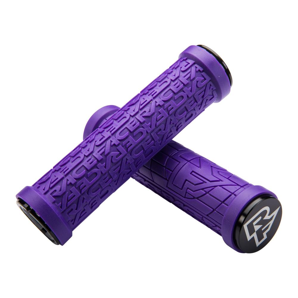 Lila Race Face Grippler Lock-On Griffe 30mm für maximalen Halt und Kontrolle.