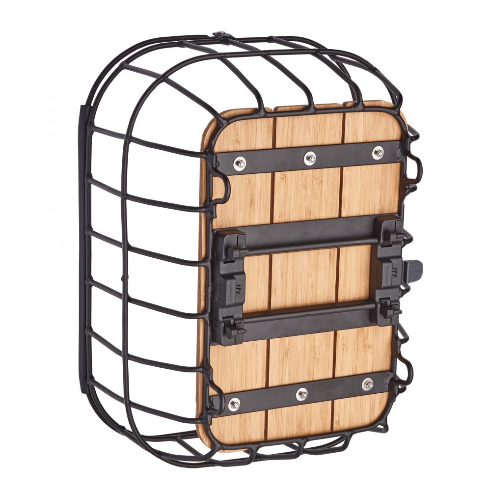 Racktime Baskit Breeze 25L Fahrradkorb schwarz mit Bambusboden, Aluminiumrahmen und Snapit Adapter für Gepäckträger.