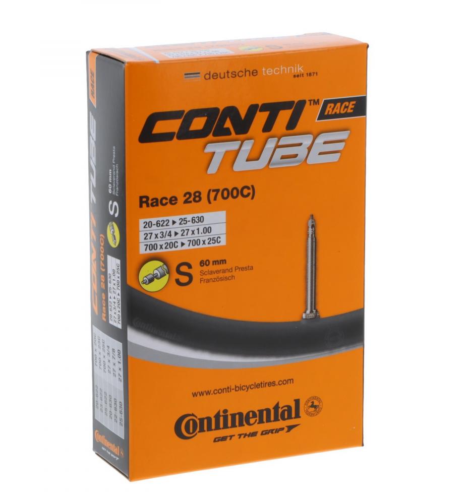 Continental Conti Race 28 (700C) Fahrradschlauch mit 60mm Sclaverand Ventil in orangefarbener OVP.
