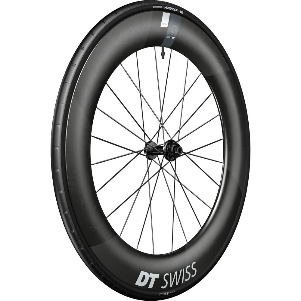 DT Swiss Laufrad ARC 1400 Dicut Disc 622 x 80 mm Schwarz - aerodynamisches Carbon-Vorderrad