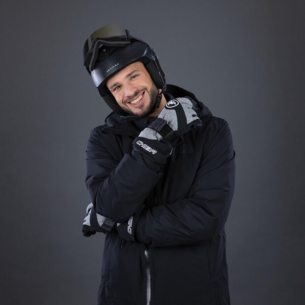 CHIBA Board - wasserdichte Primaloft Winter-Radhandschuhe mit Protektorschiene, Gr. 8, hellgrau/weiß