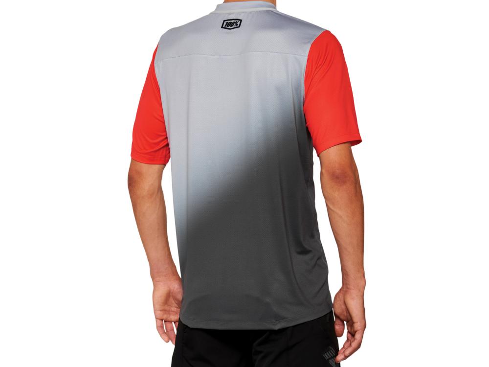 100% Celium Short Sleeve Jersey S Grey/Racer Red - ultraleichtes MTB-Trikot mit Top-Komfort