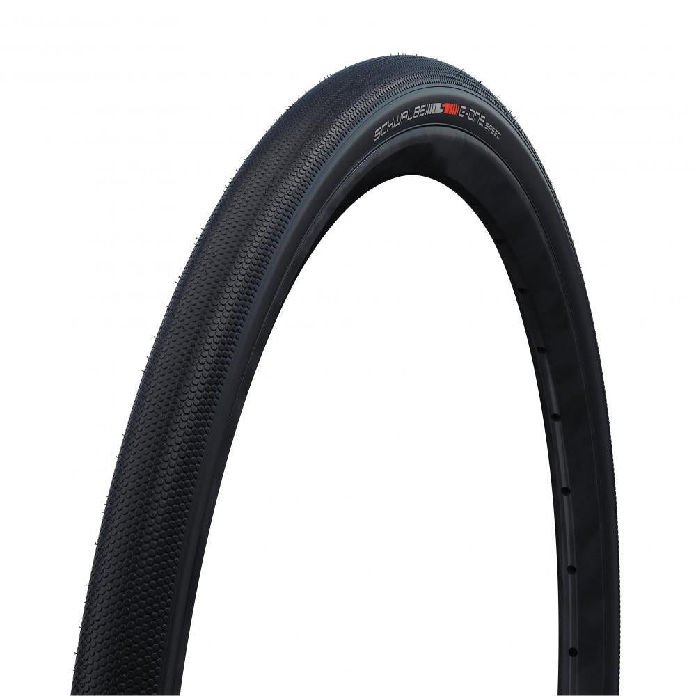 Schwarzer Schwalbe G-One Speed 20x1.50" Faltreifen, Evolution Line, Addix SpeedGrip, Super Ground, V-Guard, Tubeless Easy.