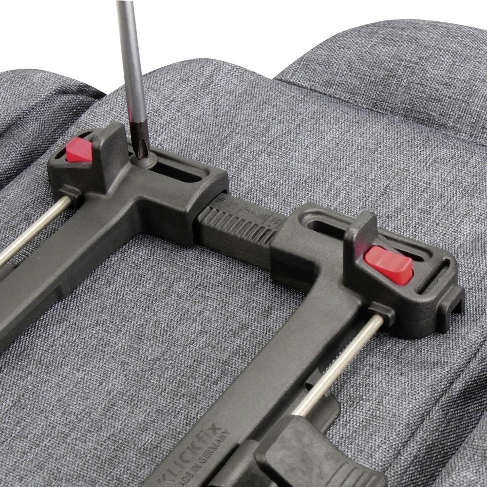 KlickFix Zubehörhalter UNIKLIP 2 schwarz für Gepäckträgermontage Größe 3,7x22x17 cm