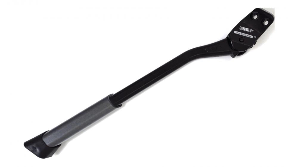 Pletscher Hinterbauständer Comp Flex 20-29 Zoll - verstellbarer Aluminium-Ständer zur Außenmontage am Ausfallende (18 mm), pulverbeschichtet, mit verschleißfreiem Kunststofffuß F18, bis 50 kg belastbar, schwarz