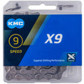 KMC X9 Fahrradkette 9-fach grau 114 Glieder inklusive MissingLink für Shimano SRAM Campagnolo Schaltungen