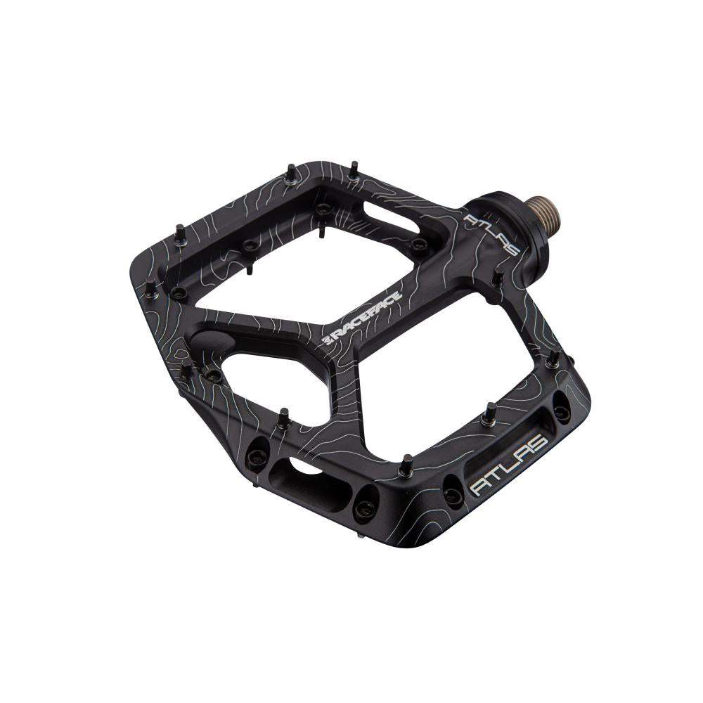 Race Face Atlas Plattform-Pedal schwarz, robustes Flat-Pedal für Trail & Gravity Mountainbikes.