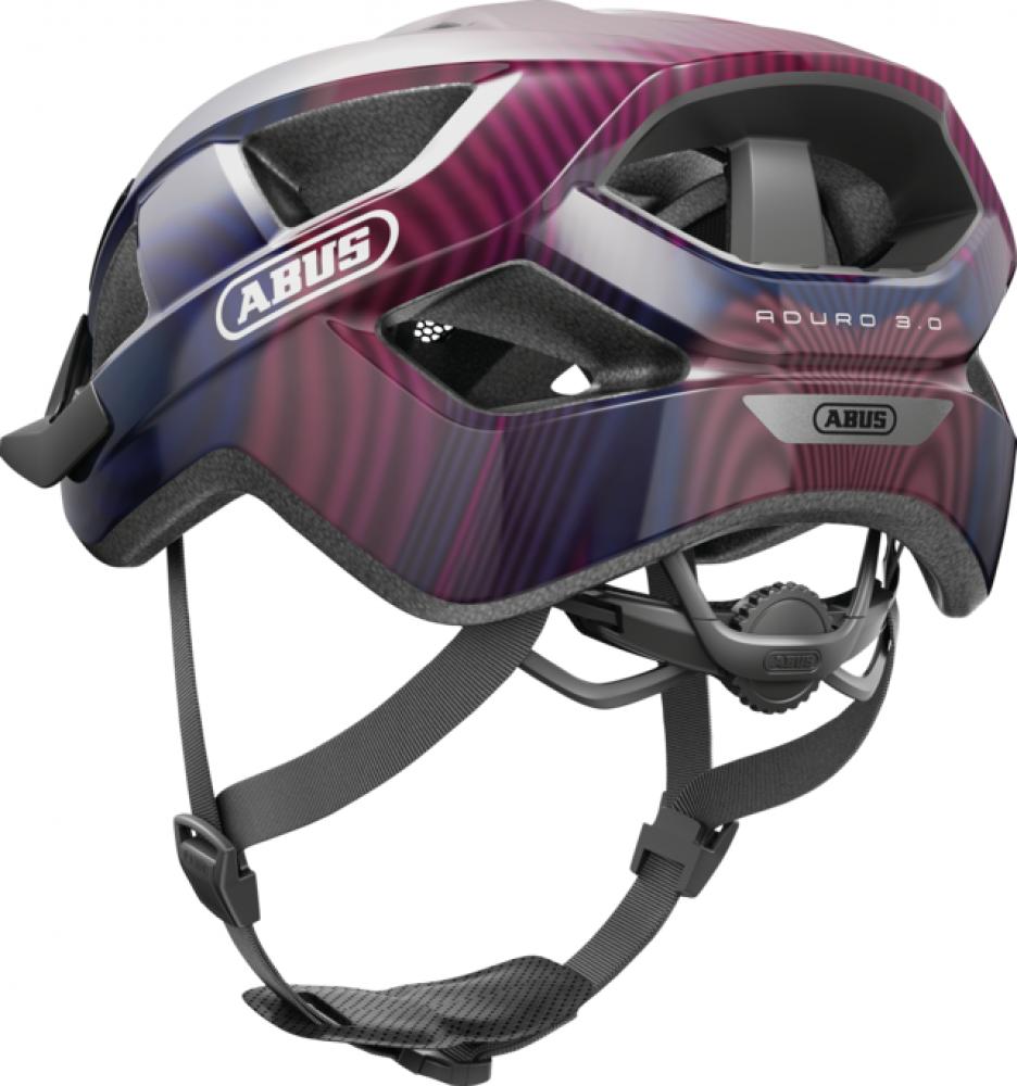ABUS Fahrradhelm Aduro 3.0 M (52-58 cm) purple waves sportlicher City-Helm mit In-Mold-Bauweise, optimaler Belüftung und optionalem LED-Licht