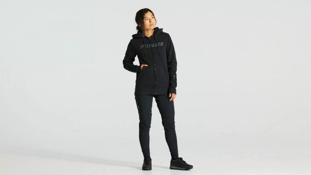 LEGACY WORDMARK ZIP-UP HOODIE WMN BLK S - Damen Kapuzenjacke mit Reißverschluss Schwarz - Bekleidung
