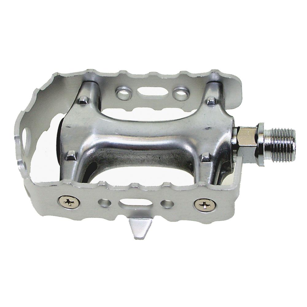 M-WAVE Steady-A4 Pedale 1 Paar silber eloxiert - Aluminiumkörper & Käfig, CrMo-Achse 9/16", Kugellager gedichtet, Trittfläche 94x64 mm, robust für Stadt & Alltag