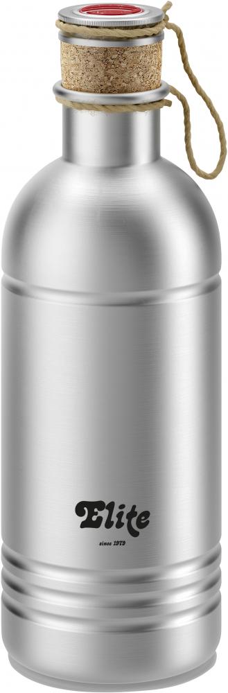 ELITE Vintage Trinkflasche Silber 600 ml - Retro Fahrradlasche aus Aluminium