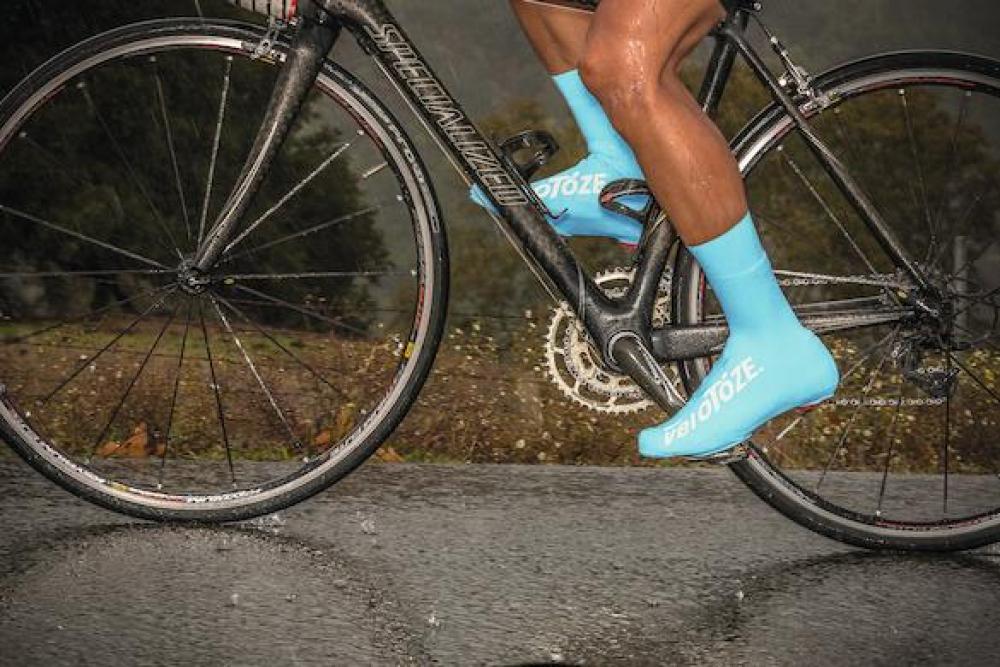 VeloToze Überschuh lang blau S - wasserdichter Aero-Überschuh für kalte Tage