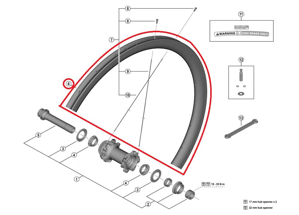 SHIMANO RIM FOR COMPLETE WHEEL, FOR WH-R9270-C36-TU - 12MM