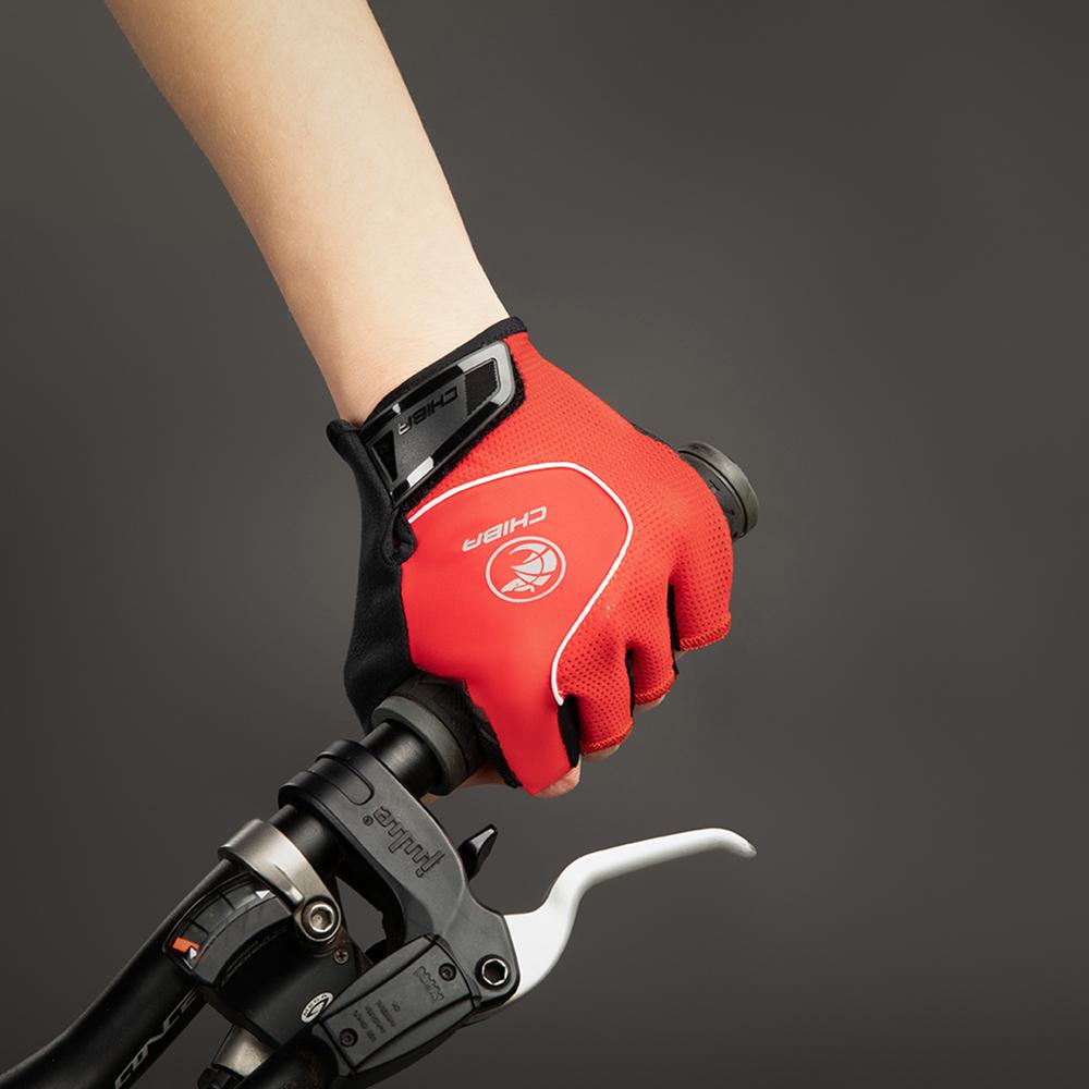 CHIBA Cool Air - Radhandschuhe kurz Finger, rot, Größe L, atmungsaktiv mit Gelpolster