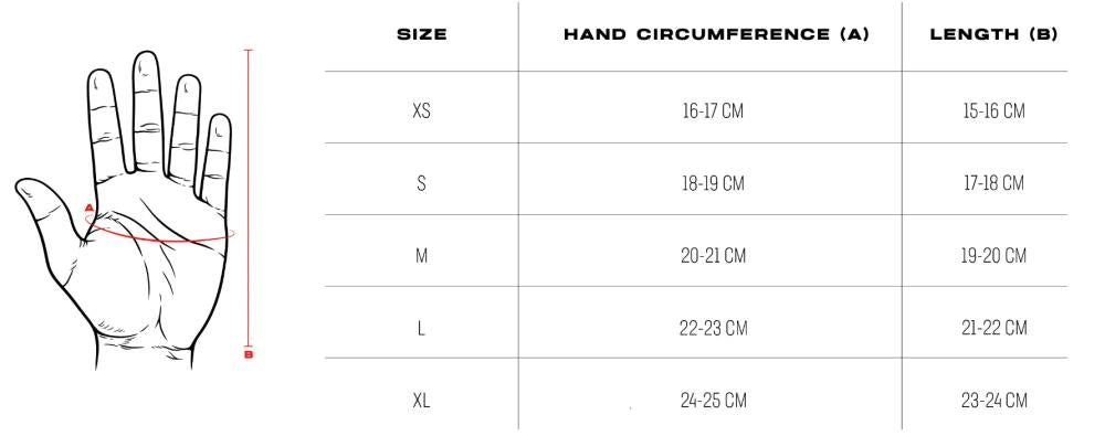 Prologo Kurzfingerhandschuh New Energrip Größentabelle: Handumfang & Länge für Unisex Handschuhe schwarz grau