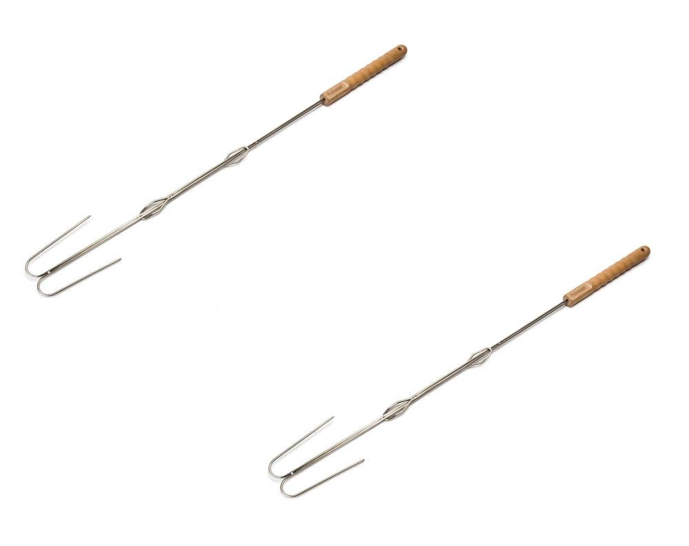 Petromax Lagerfeuer-Spieß LS2 Robuste Edelstahl-Gabel, gebogen, 2er-Set für Stockbrot & Grillgut, hitzebeständig & langlebig, ideal für Camping & BBQ