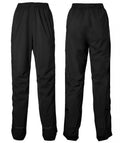 Basil Fahrrad Regenhose Skane Herren jet black, Gr. M, Vorder- und Rückansicht auf weißem Hintergrund.