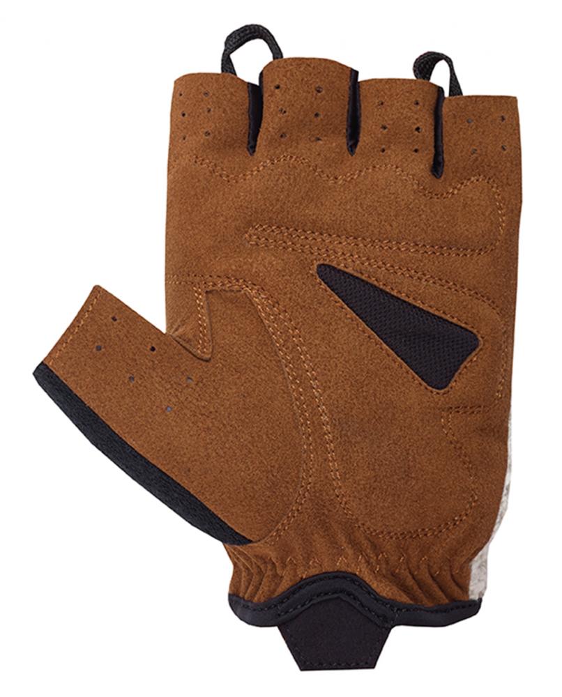 CHIBA Retro - Radhandschuhe XXL beige/braun, gehäkelte Oberhand, gepolstert