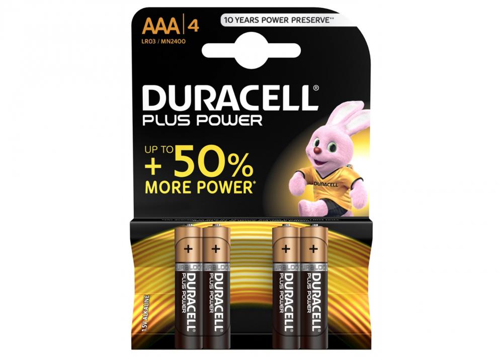 Duracell, Batterien, PLUS POWER AAA, Alcaline, Long Lasting, 4 Stk. auf Blister