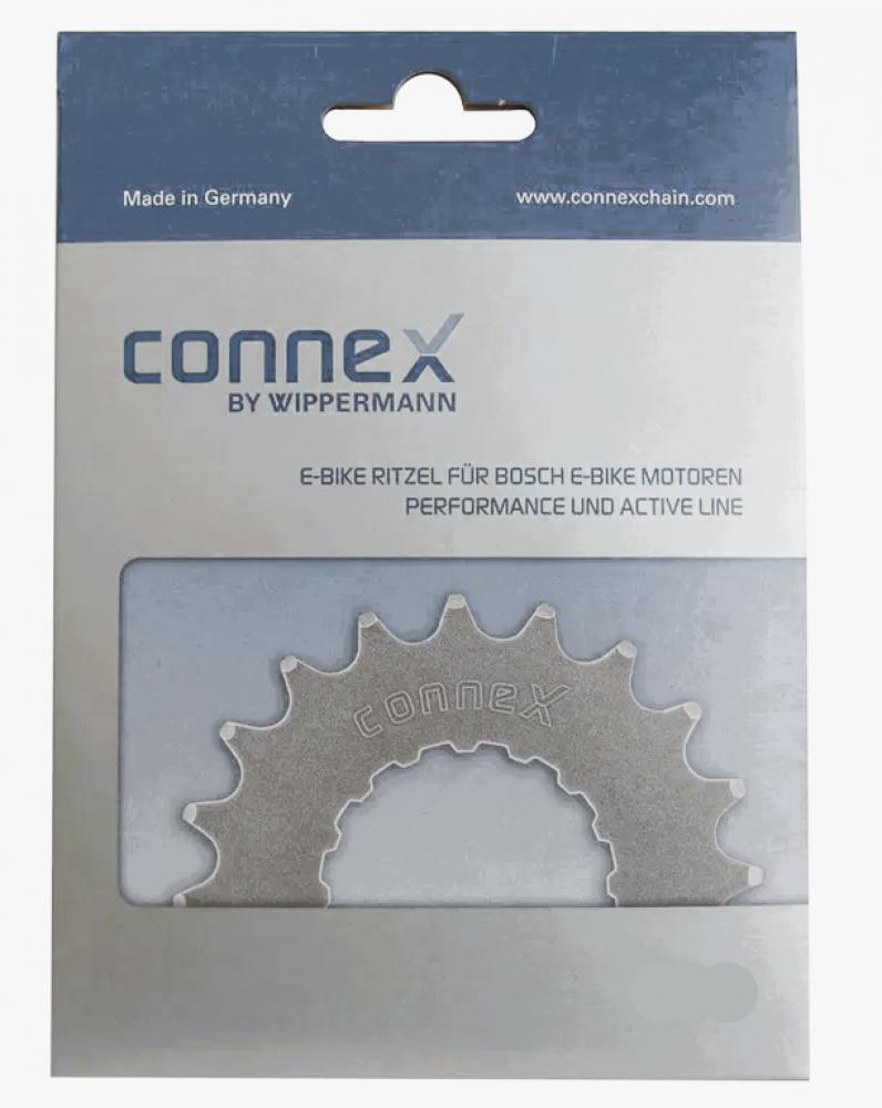 Connex 15 Zähne Antriebsritzel silber für Bosch E-Bike Active/Performance Line Motoren in Verpackung.