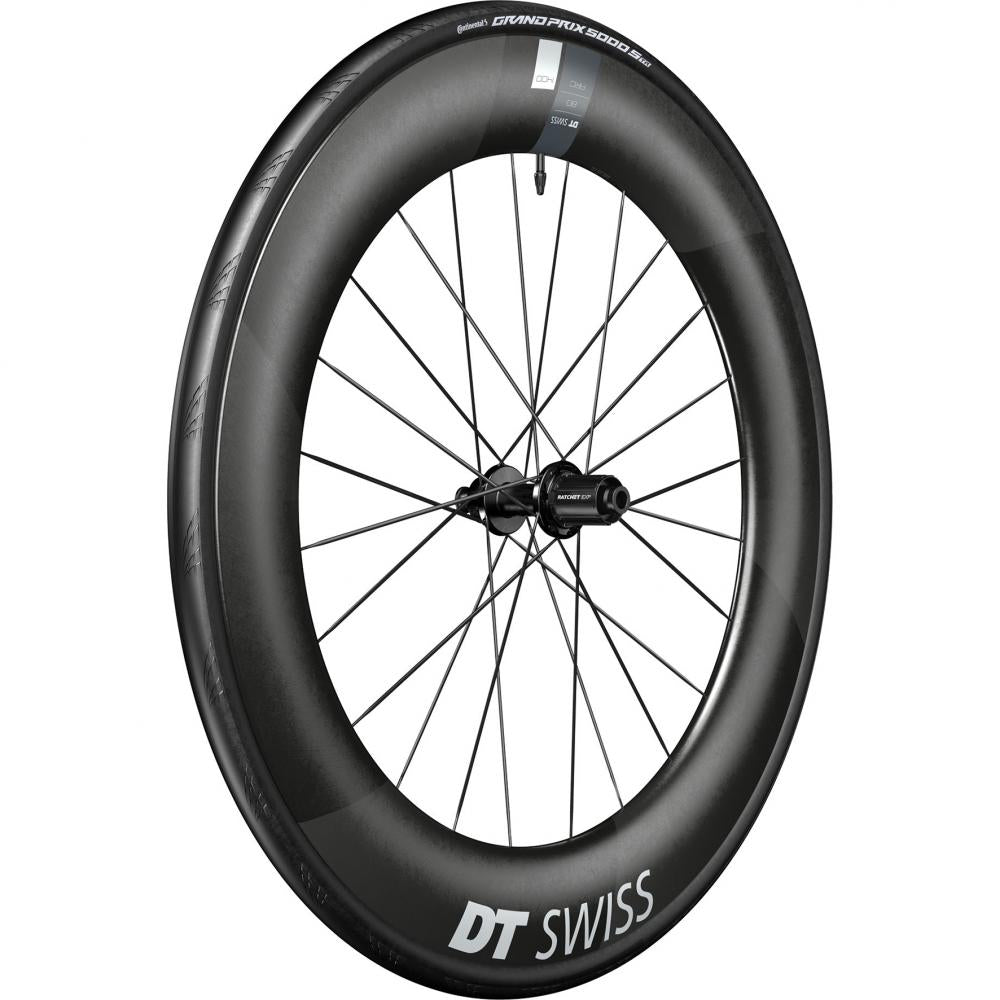 DT Swiss Laufrad ARC 1400 Dicut Disc 622 x 80 mm Schwarz - aerodynamisches Carbon-Vorderrad