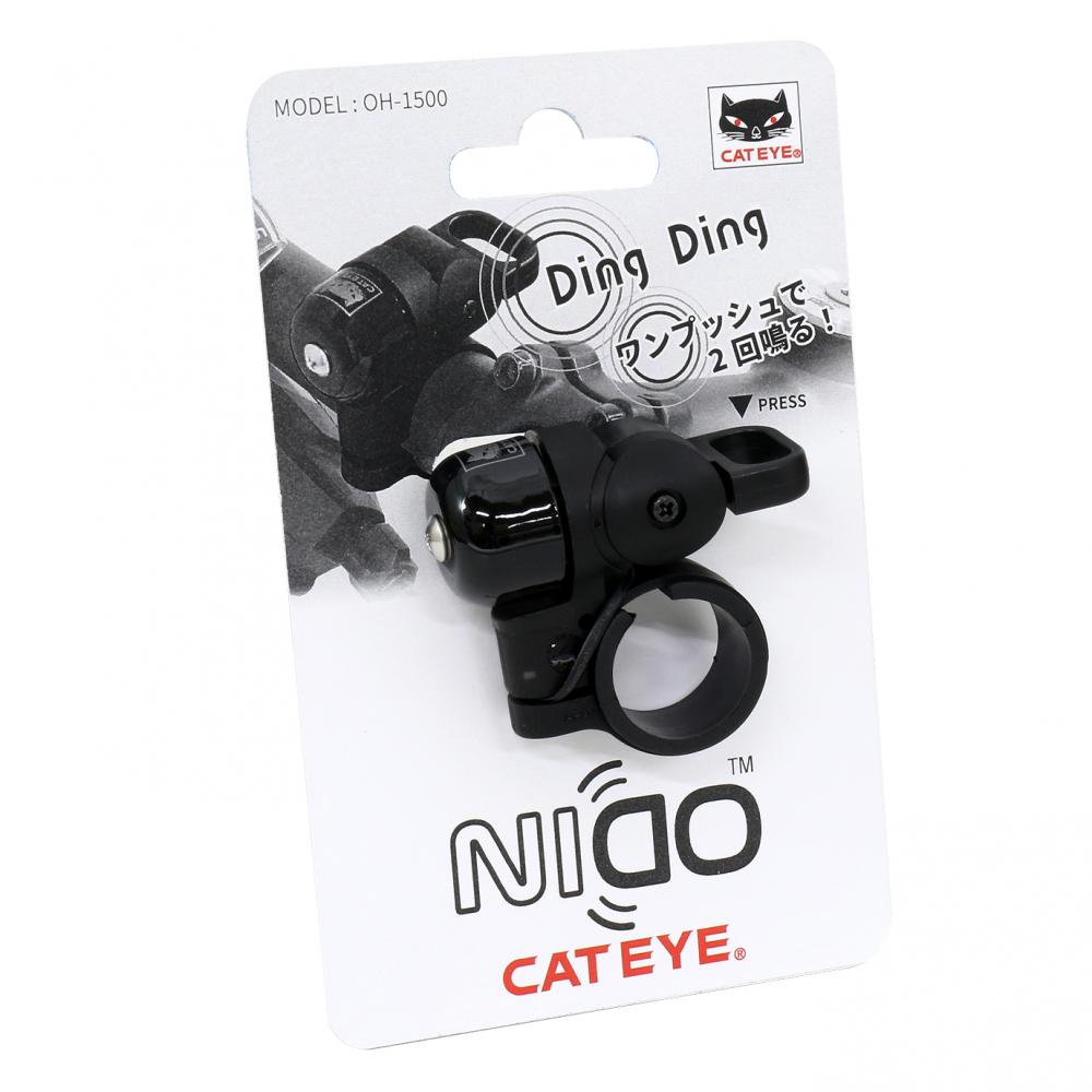 CATEYE Klingel OH-1500 Nido Schwarz, kompakte Fahrradklingel mit warmem Doppelklang in Originalverpackung.