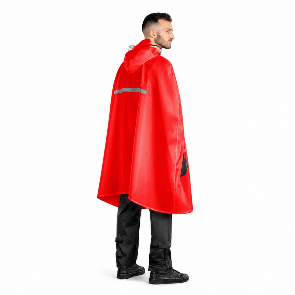 CHIBA Regenponcho - wasserdicht, reflektierend, kompakt, XS/S, rot