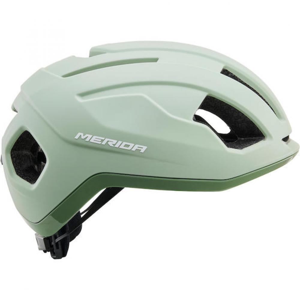 Merida Shift Rennradhelm mattgrün 58-62 cm, aerodynamisch mit Top-Belüftung.