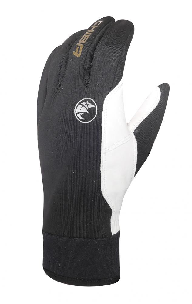 CHIBA Bernina - winddichte Softshell-Radhandschuhe mit Nappa-Lederinnenhand, Größe 10, sz/gold