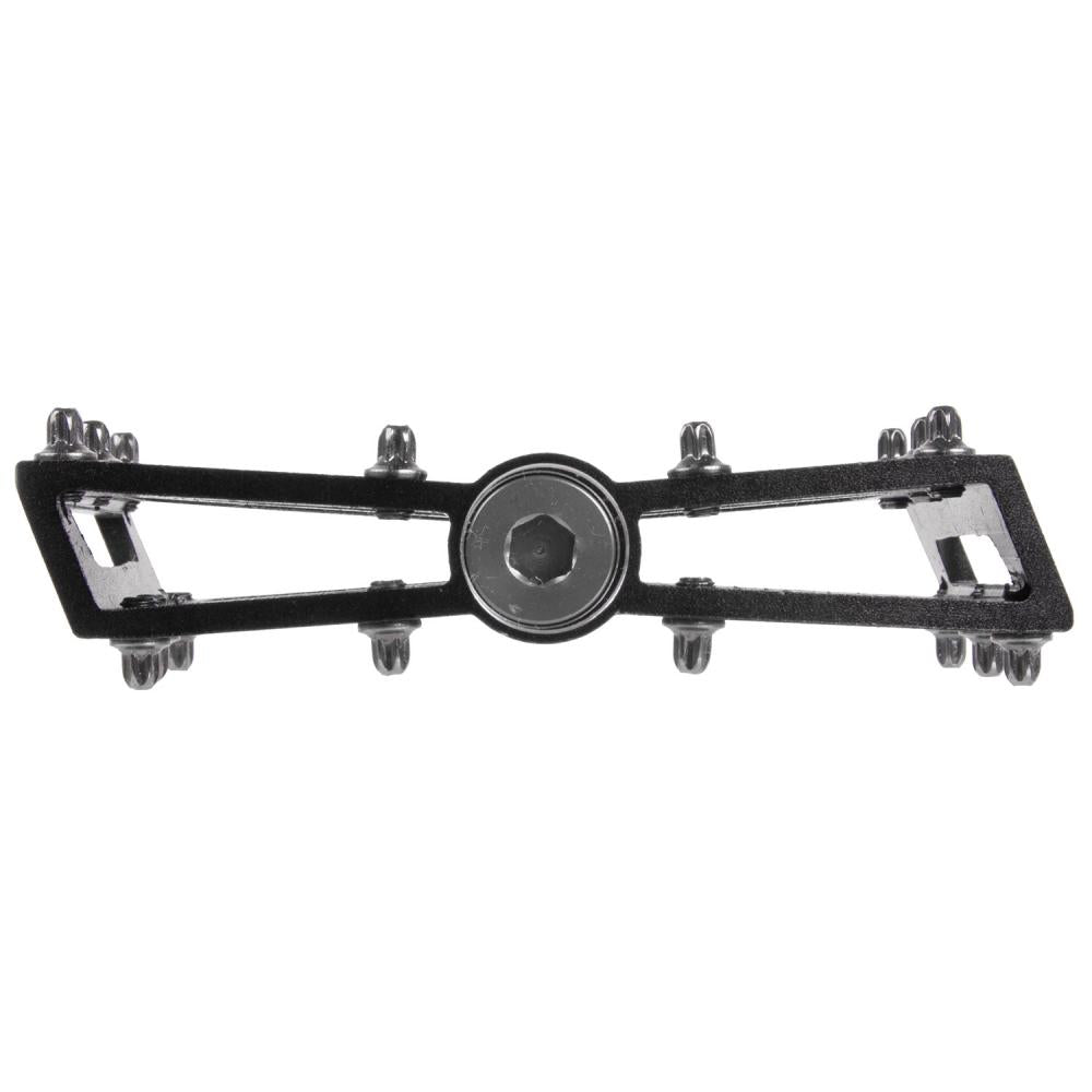 M-WAVE Freedom SL Plattformpedal - CNC-Alu, CrMo-Achse 9/16″, 96×91 mm, 297 g/Paar, austauschbare Pins, bis 140 kg (ISO 4210), schwarz