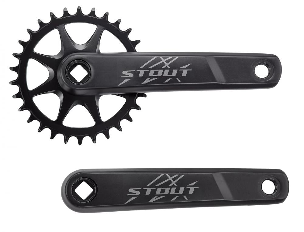 STOUT CRK STOUT - Kurbelarm - 165MM L+R ARMS ALLOY SQUARE-TAPER 30T RIVETED RING 1X10 SPD BLACK - Kurbelgarnitur