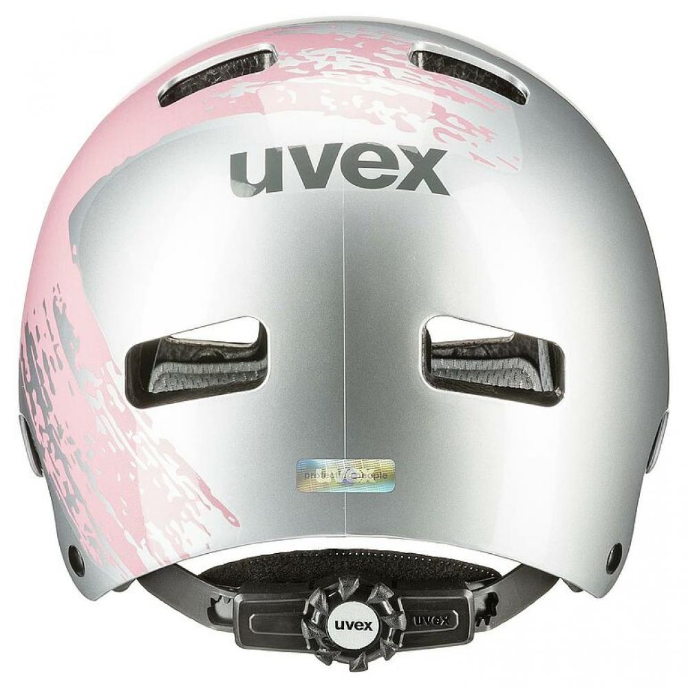 uvex Kid 3 Kinder-Fahrradhelm Silver-Rosé, 55-58 cm, robuste Hardshell-Konstruktion, 10 Belüftungsöffnungen, Monomatic-Verschluss, größenverstellbar, waschbare Pads