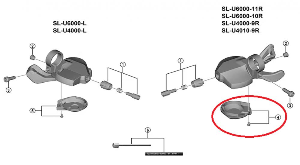 SHIMANO SL-U4010-9R Hebelabdeckung und Befestigungsschrauben Hebelabdeckung - 4010-9