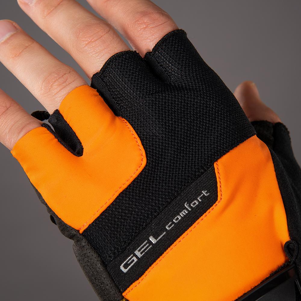 CHIBA Gel Comfort - Radhandschuhe schwarz/orange, XL, gelgepolstert