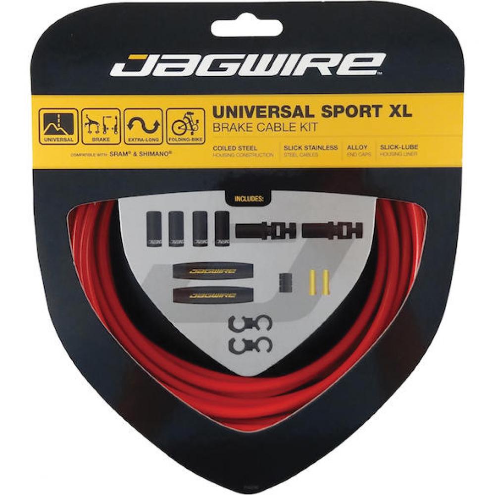Jagwire Universal Sport XL Bremszugset Rot - Extra lange Außenhüllen für MTB & Rennrad