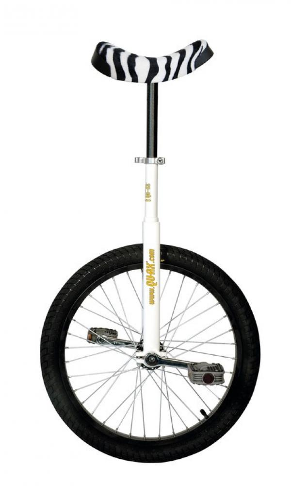 QU-AX Einrad Luxus 20\" weiß Alufelge, Reifen schwarz, Zebra-Sattel