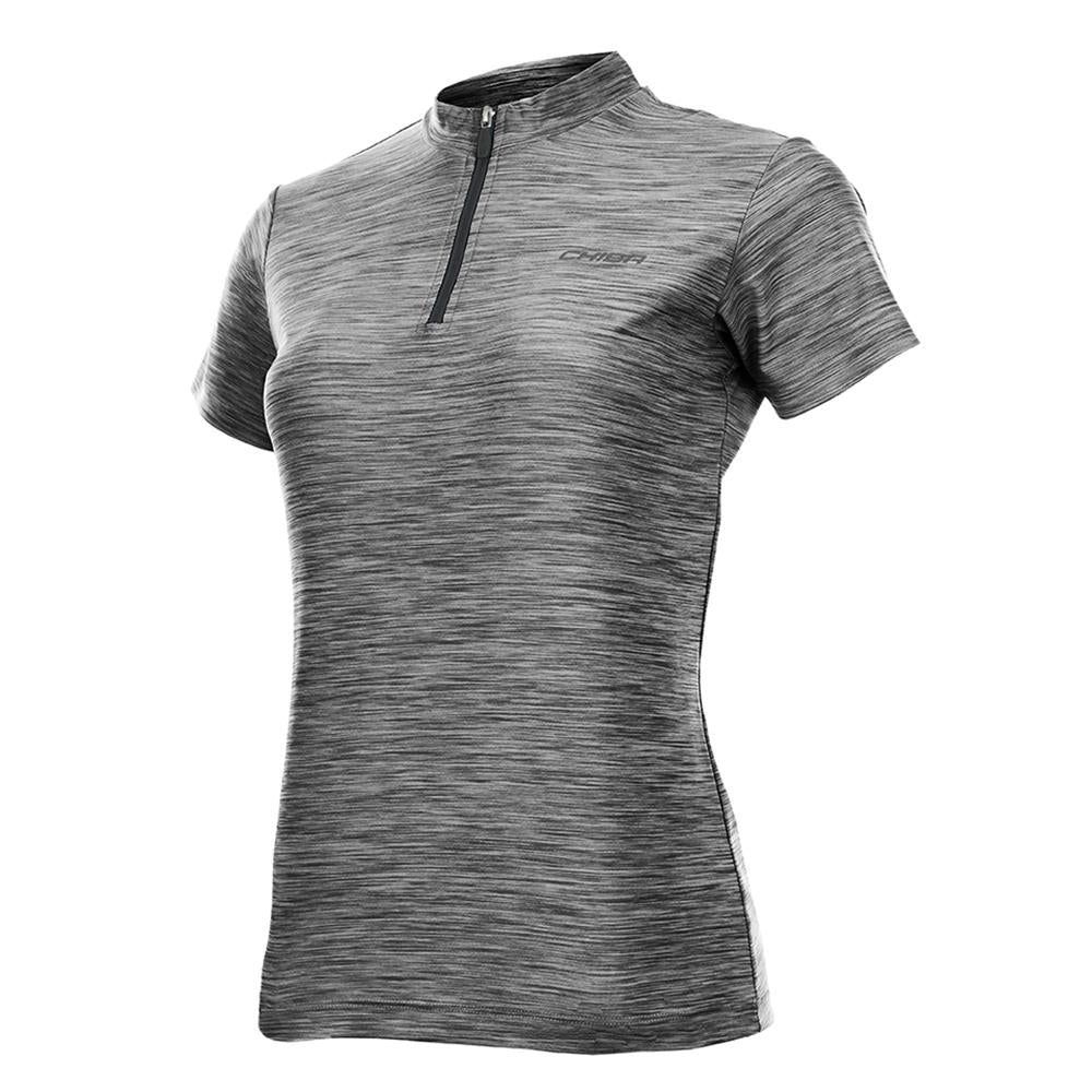 CHIBA Lady Melange Shirt - Radsport Damen-Trikot hellgrau 4XL, atmungsaktiv, 3 Rückentaschen