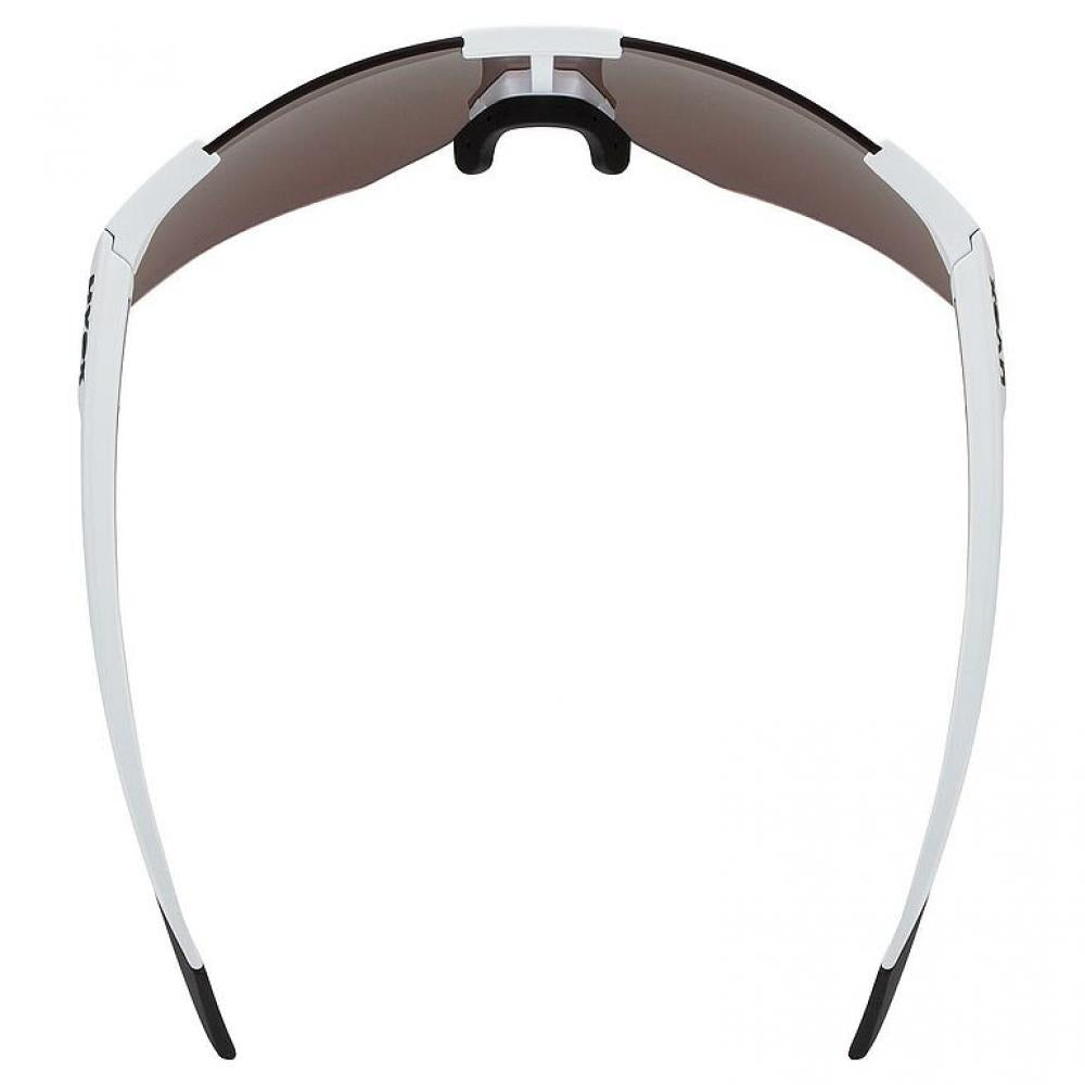 uvex Sportbrille pace perform CV white matt glossy green, mit colorvision für kontrastreiche Sicht, verspiegelte Gläser, 100 % UV-Schutz, anti-fog Beschichtung, ideal für Radsport und Running