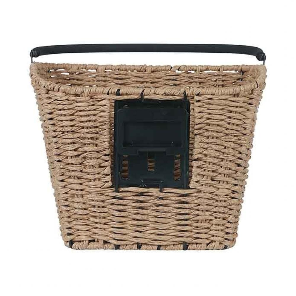 Basil Bremen Rattan Look KF Fahrradkorb, abnehmbar, wetterfest, inkl. KF-Adapterplatte, Soft-Grip-Tragebügel, Maße 27x35x29 cm, braun