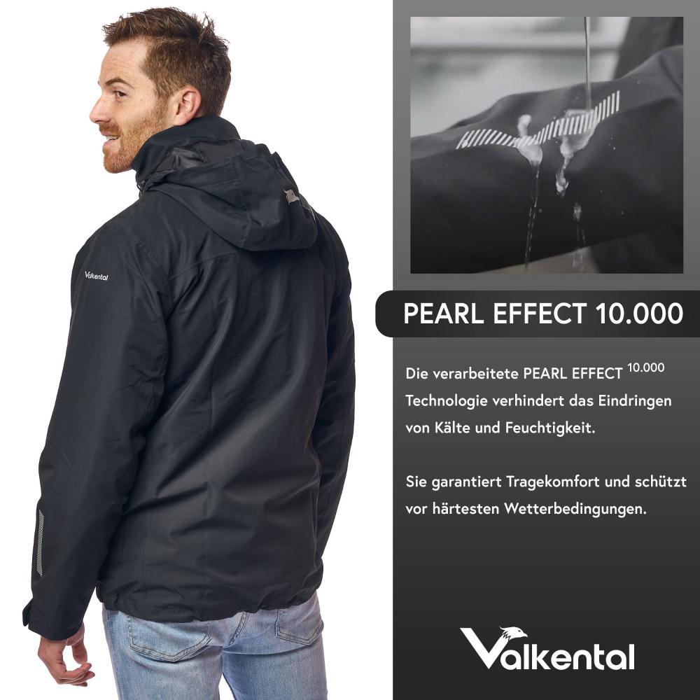 Valkental Jacke 3in1 Smart Jacket wasserdichte Jacke mit Fleece Zipp-In Herren L schwarz